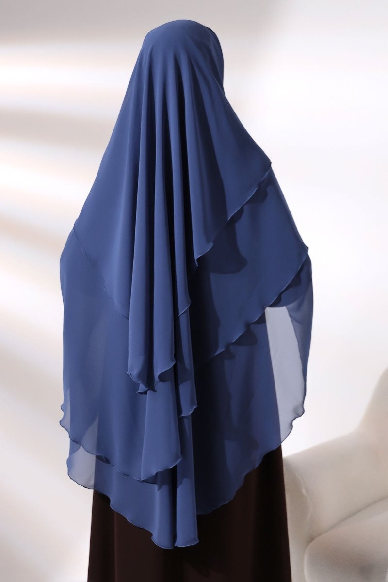 Three - Layered Niqab - Style Long Chiffon Hijab – Modest Sufle Scarf - ihvan