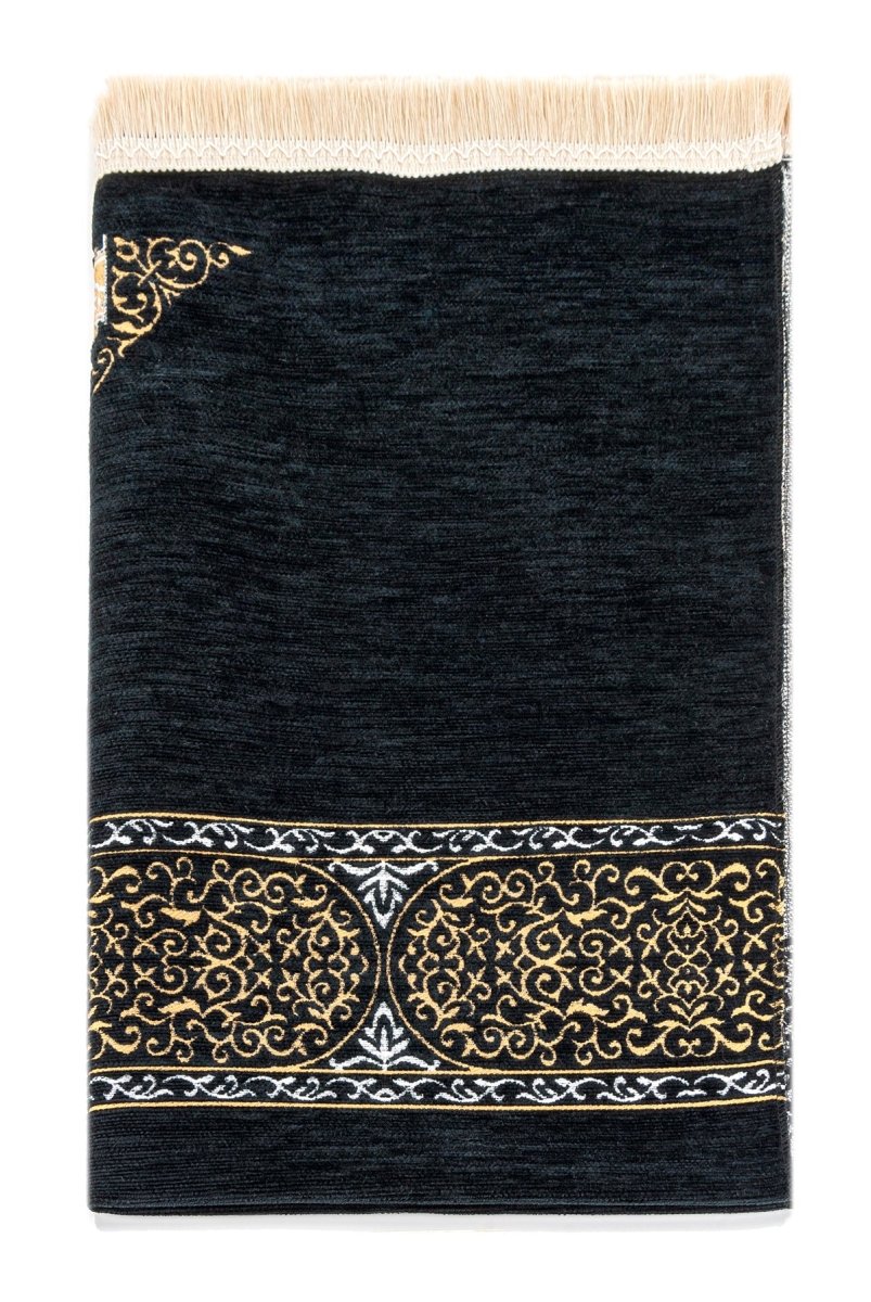 Ultra Luxury Kaaba Cover–Inspired Chenille Prayer Rug - ihvan