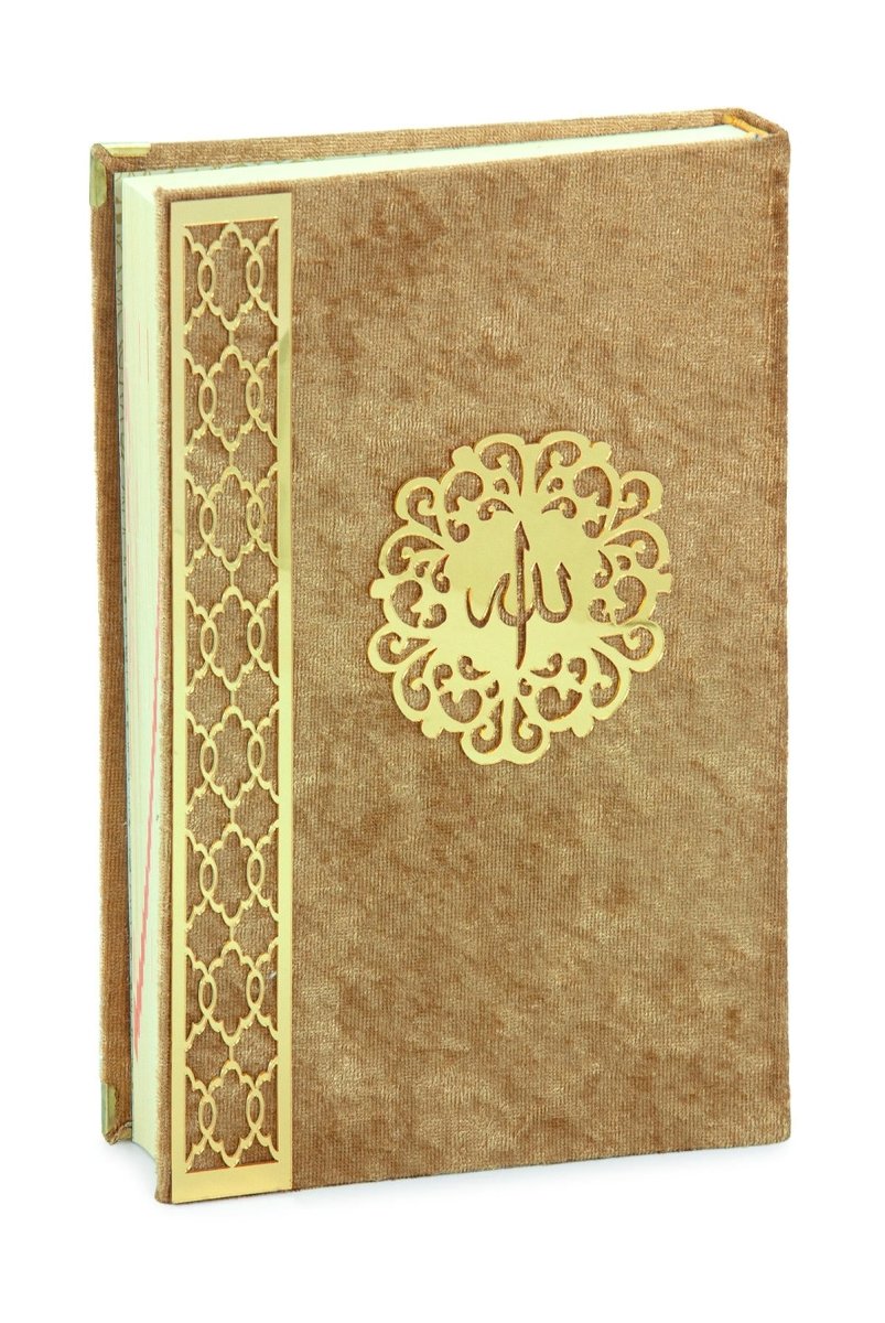 Velvet Covered Holy Quran Gift Set | Gold Embellished Glass-Top Rehal Box | Decorative Islamic Display for Ramadan & Eid - ihvan
