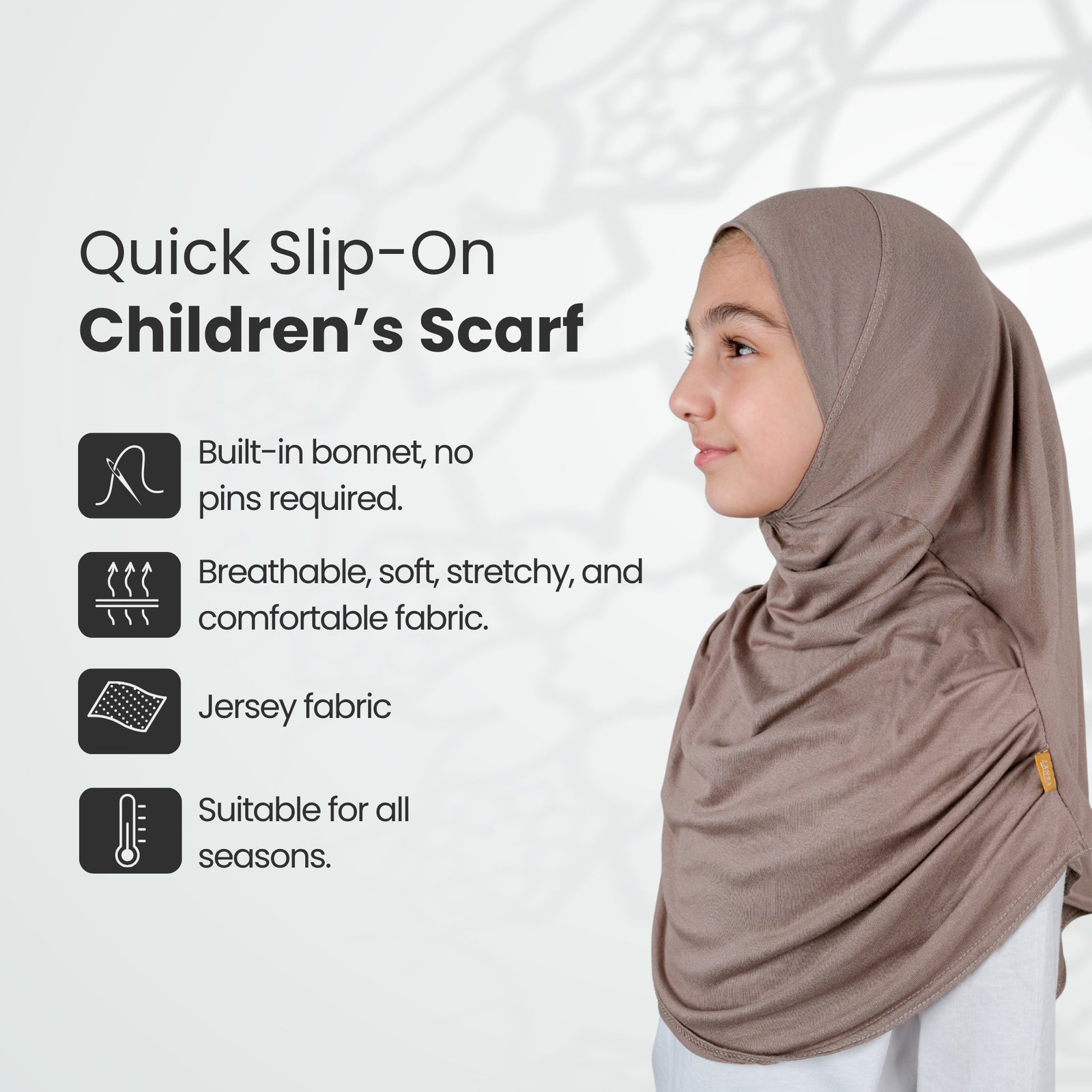 Easy to Wear Instant Hijab for Girls | Soft Viscose One-Piece Kids Headscarf for School, Prayer