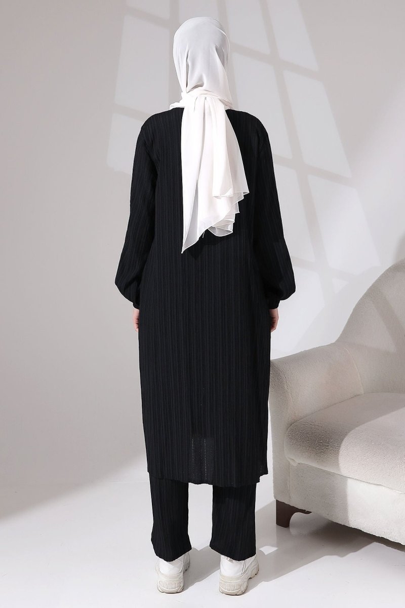 Women's Crepe Fabric Two-Piece Set with Hidden Zipper, Hajj/Umrah Outfit, Black - ihvan