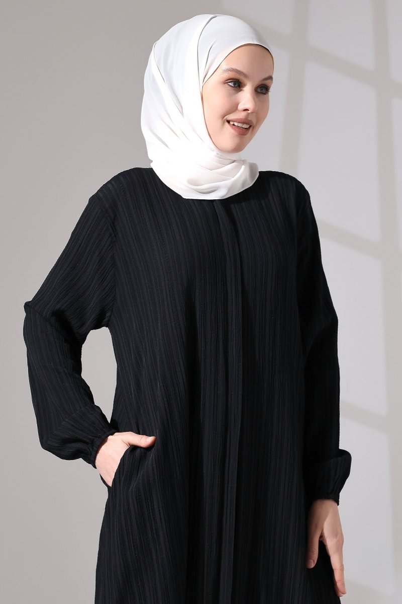 Women's Crepe Fabric Two-Piece Set with Hidden Zipper, Hajj/Umrah Outfit, Black - ihvan