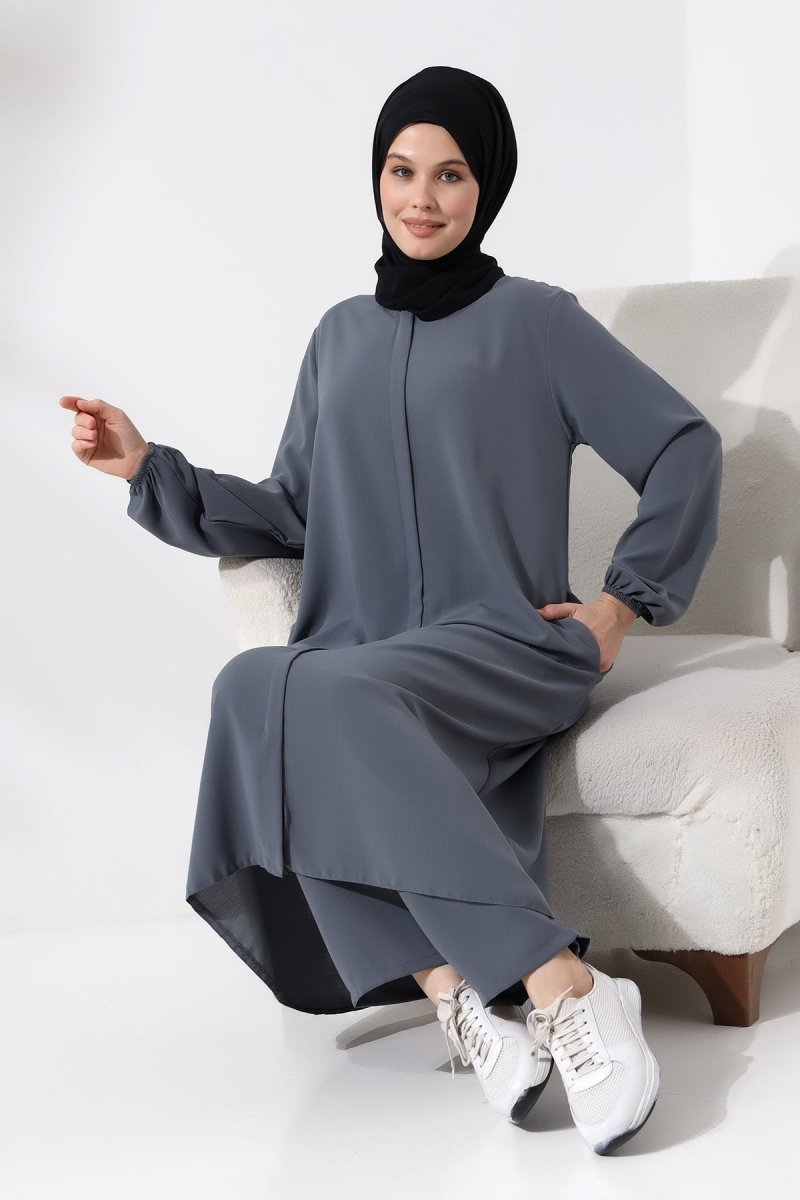 Women's Hajj and Umrah Attire, Hijab Two-Piece Set, Gray - ihvan