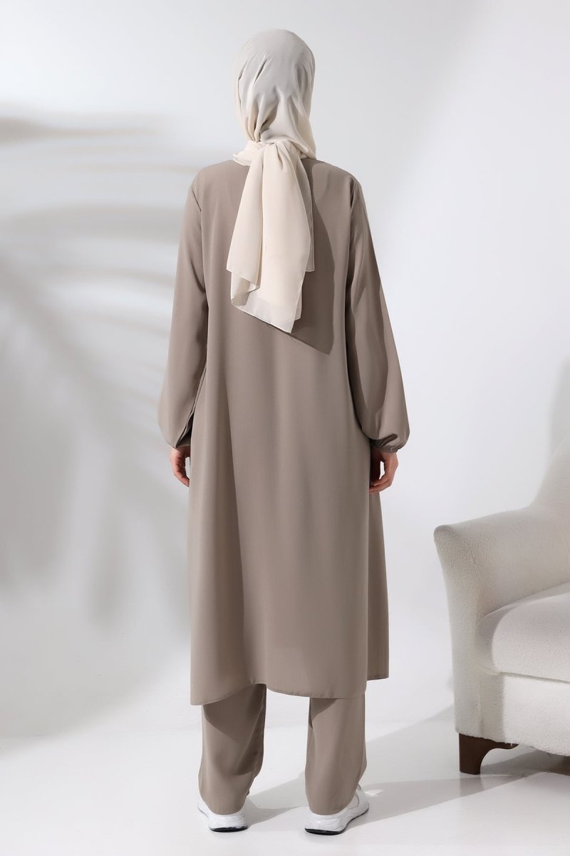 Women's Hajj and Umrah Attire, Hijab Two-Piece Set, Mink - ihvan