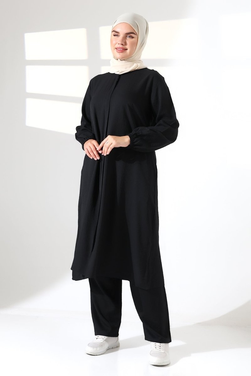 Women's Hajj and Umrah Attire, Two-Piece Hijab Set - Black - ihvan