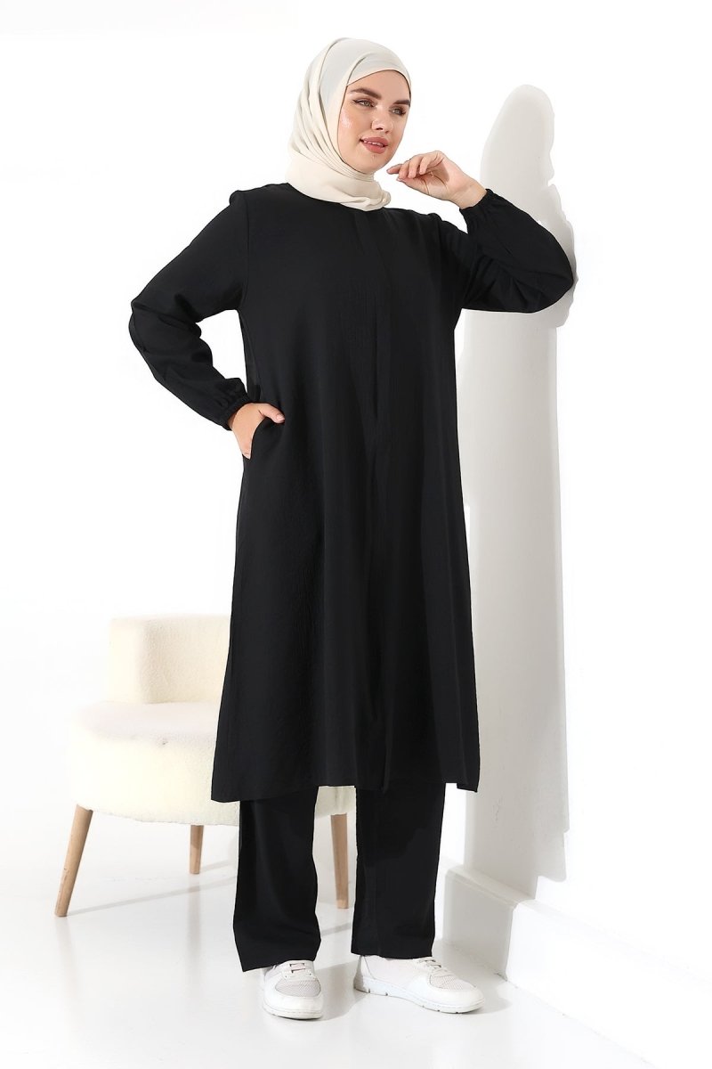 Women's Hajj and Umrah Attire, Two-Piece Hijab Set - Black - ihvan
