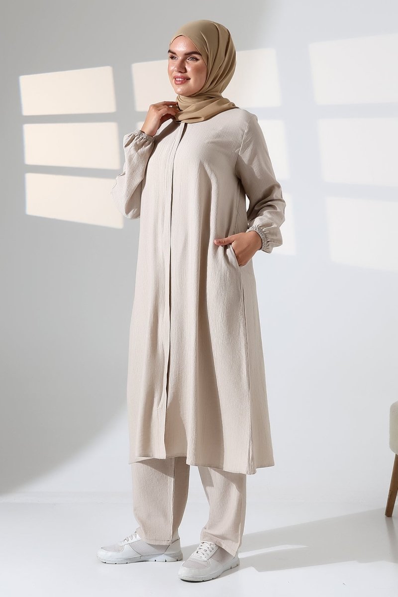 Women's Hajj and Umrah Attire, Two-Piece Hijab Set - Cream - ihvan