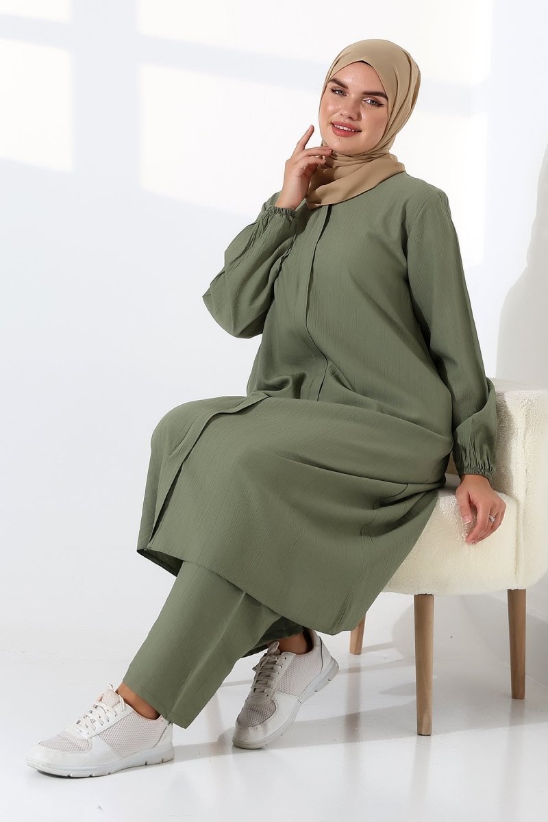 Women's Hajj and Umrah Attire, Two-Piece Hijab Set - Green - ihvan