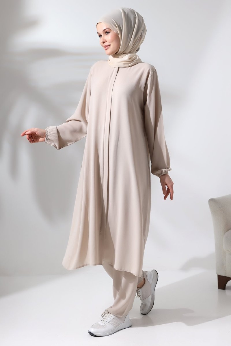 Women's Hajj and Umrah Hijab Two-Piece Set, Cream - ihvan