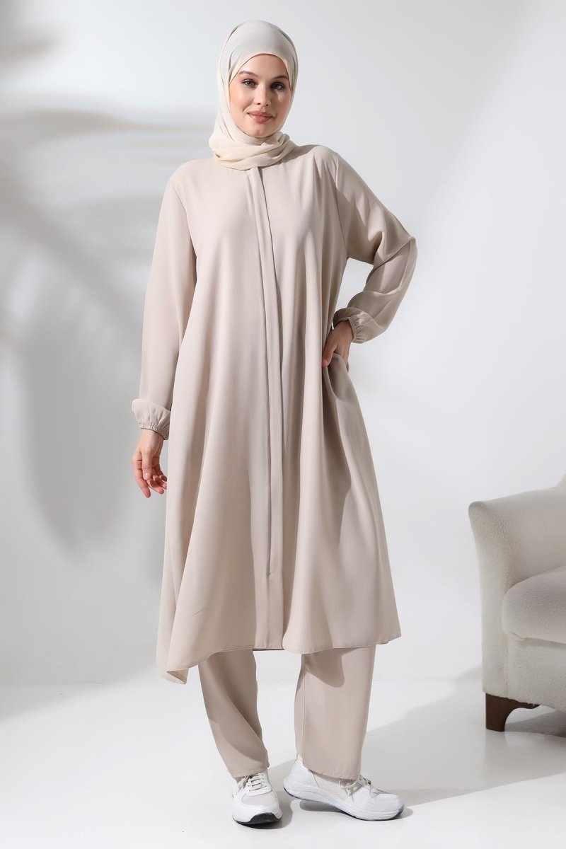 Women's Hajj and Umrah Hijab Two-Piece Set, Cream - ihvan