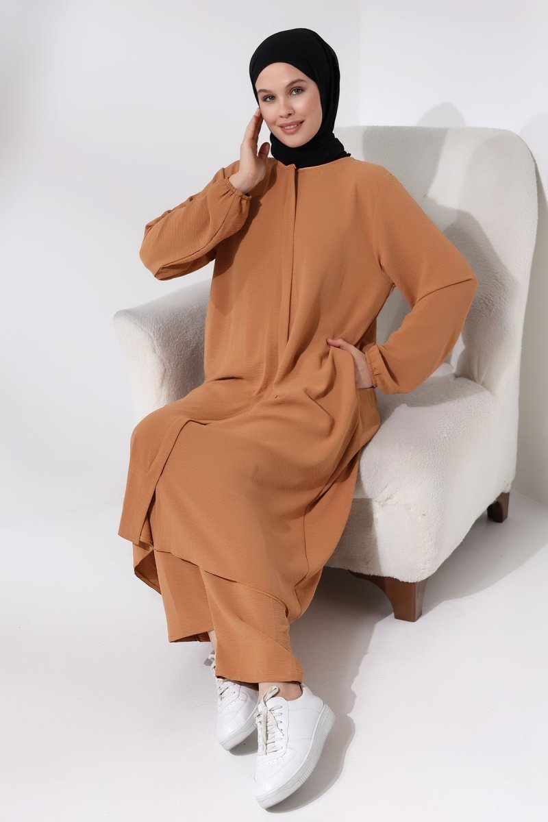 Women's Hajj and Umrah Outfit, Afghan Two-Piece Set, Salmon - ihvan