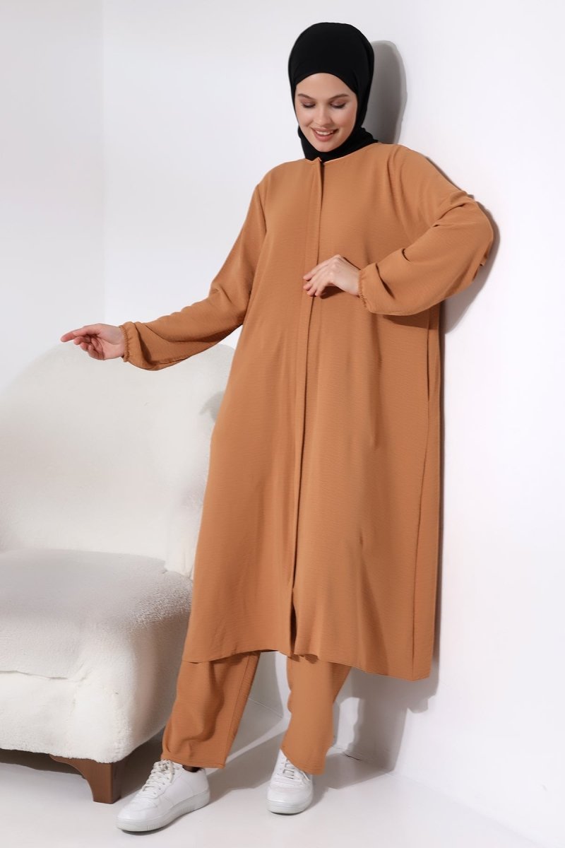 Women's Hajj and Umrah Outfit, Afghan Two-Piece Set, Salmon - ihvan