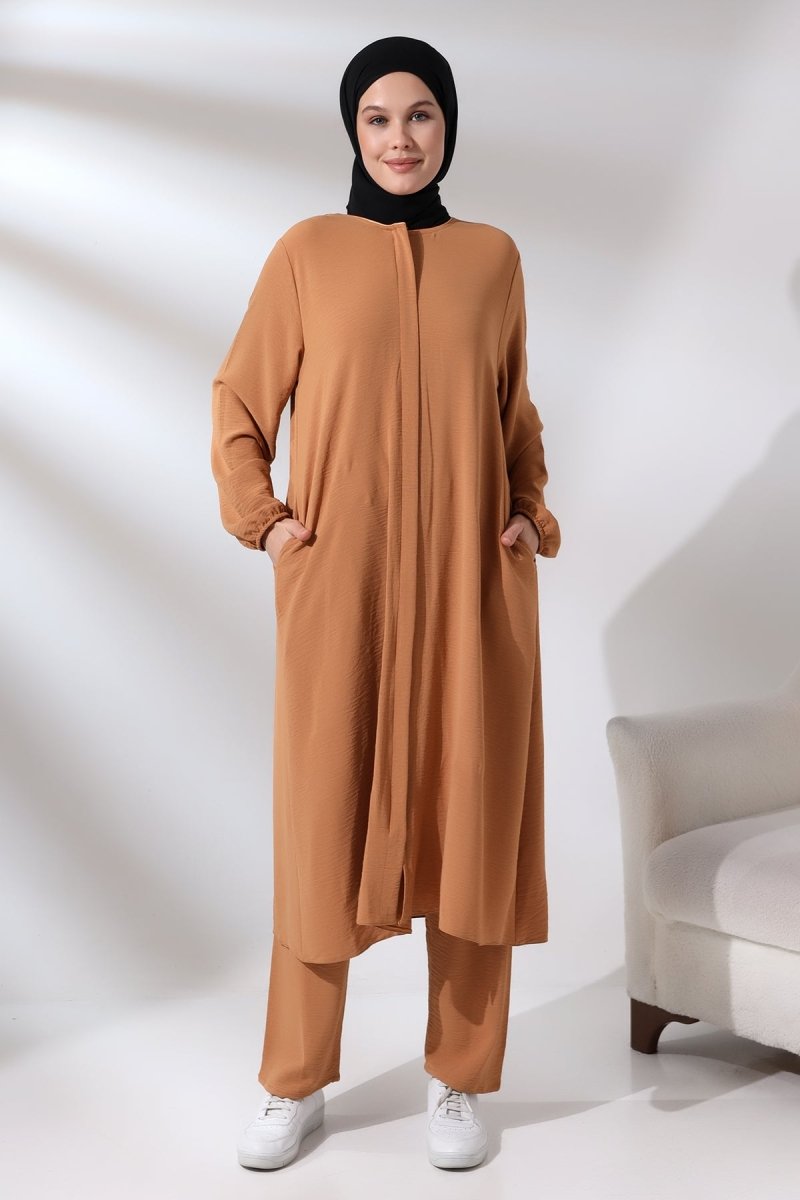 Women's Hajj and Umrah Outfit, Afghan Two-Piece Set, Salmon - ihvan