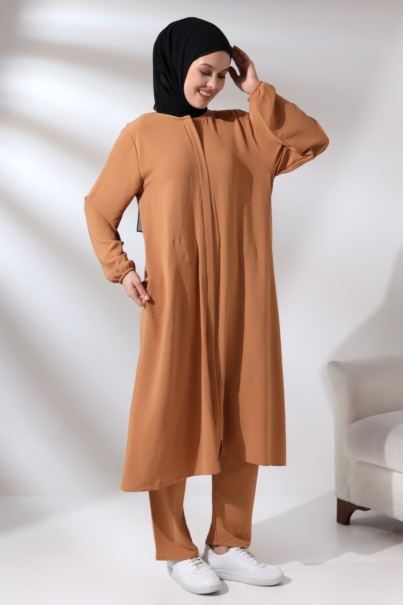 Women's Hajj and Umrah Outfit, Afghan Two-Piece Set, Salmon - ihvan