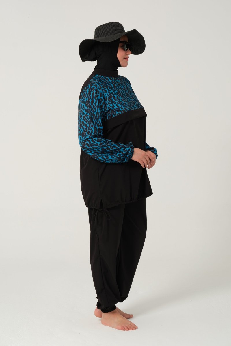 Women's Plus Size Full Coverage Hijab Swimsuit (Lycra) 2522 - 25 Black - ihvan