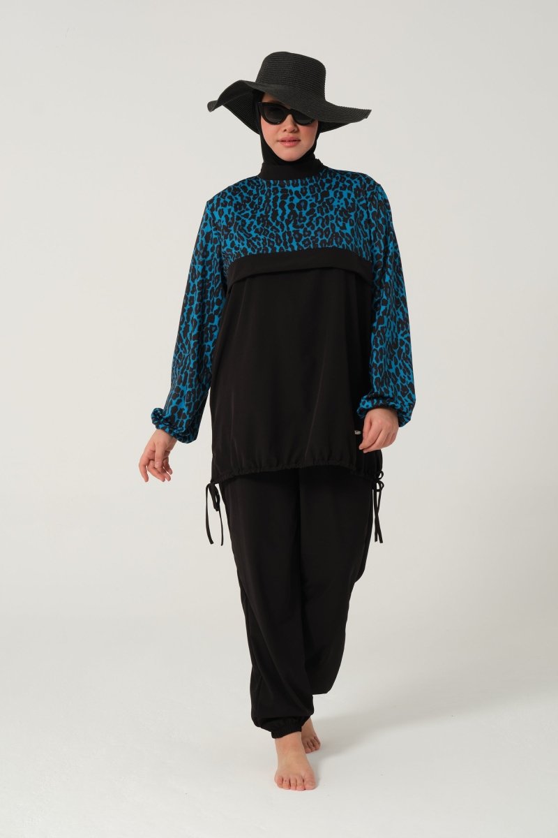 Women's Plus Size Full Coverage Hijab Swimsuit (Lycra) 2522 - 25 Black - ihvan
