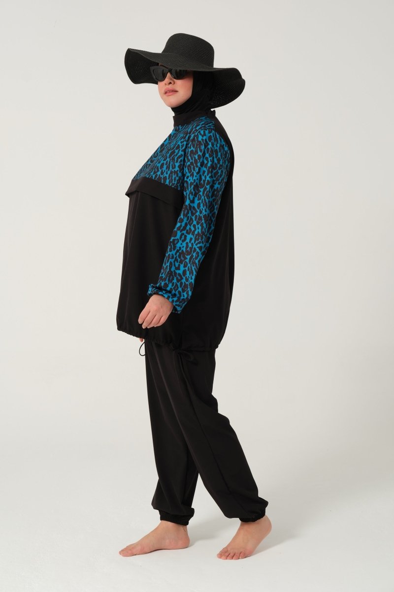 Women's Plus Size Full Coverage Hijab Swimsuit (Lycra) 2522 - 25 Black - ihvan