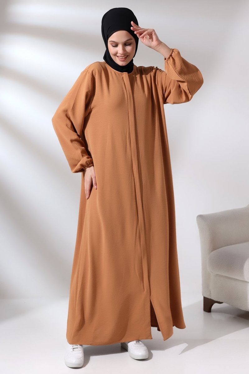 Women's Salmon Aerobin Hidden Zipper Hajj Umrah Outfit Hijab Abaya - ihvan
