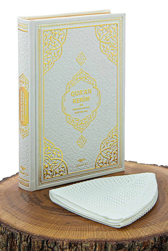 Koran mit niederländischer Übersetzung mittlerer Größe, Kufi-Hüte, Taqiya-Standardgröße, Schädeldecke
