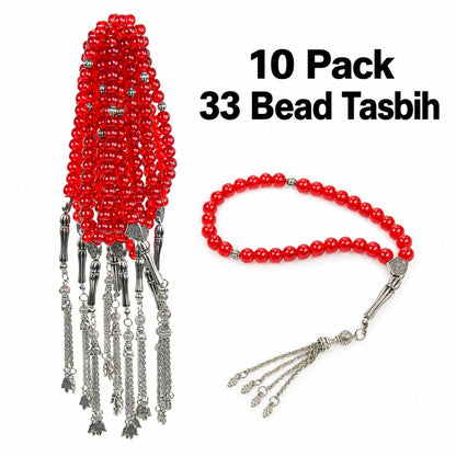10 Pack 33 Bead Tasbih Prayer Beads – Hajj & Umrah Gift Set