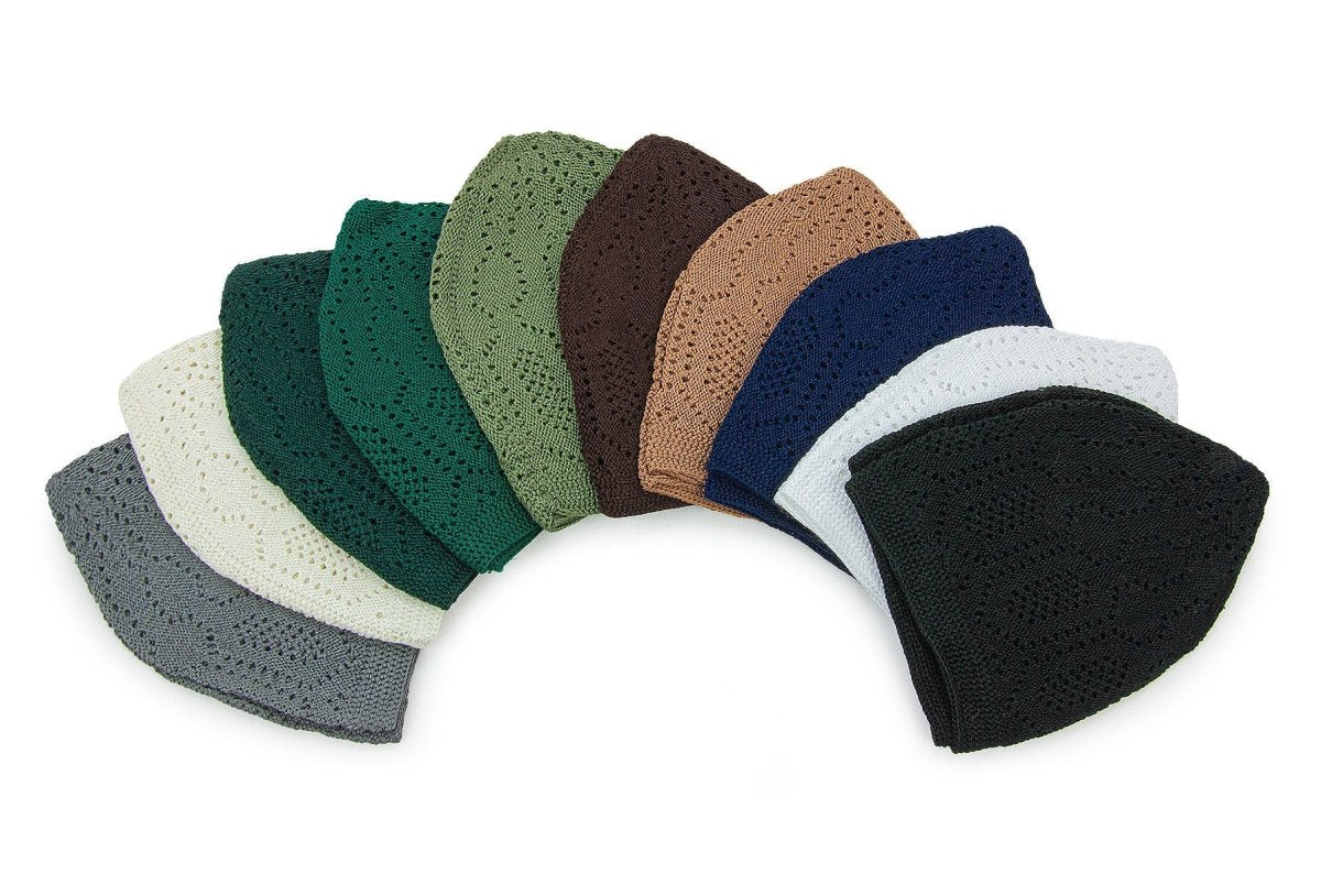 10 - Pack Muslim Kufi Hat & Prayer Cap | Taqiyah | Takke | Peci | Islamic Skullcaps - ihvan