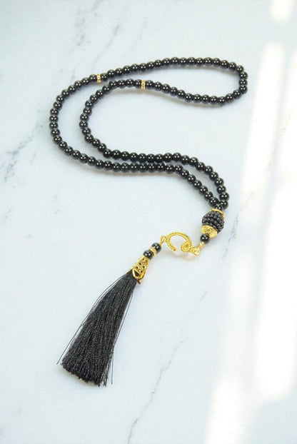 10 Pieces 99 - Bead Pearl Tasbih, Vav Letter, Ideal for Mevlid, Hajj, and Umrah Gifts - Gold - ihvan