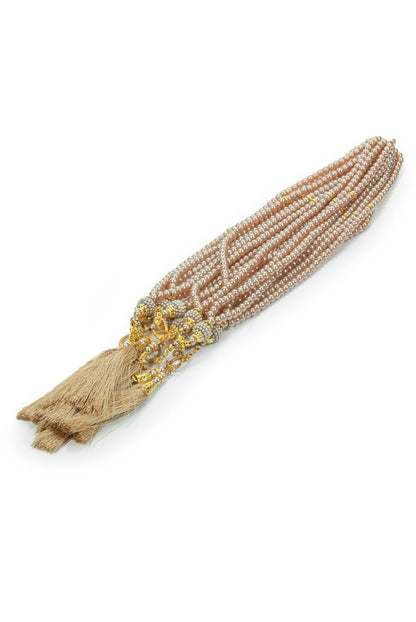 10 Pieces 99 - Bead Pearl Tasbih, Vav Letter, Ideal for Mevlid, Hajj, and Umrah Gifts - Gold - ihvan