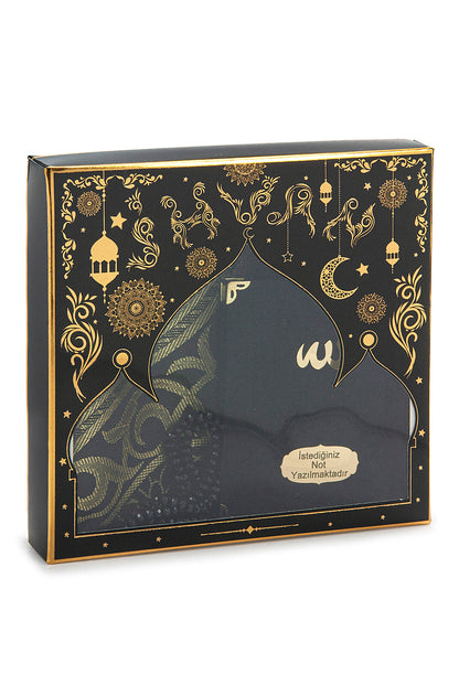 Luxury Mevlut Gift Set – Velvet Yasin Book with Name, Tafta Prayer Rug & Crystal Tasbeeh