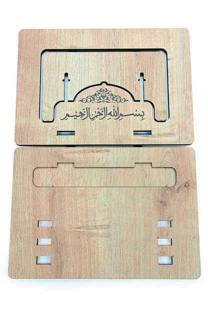 Luxury Islamic Gift Set with Quran, Wooden Rehal, Chenille Prayer Rug & Tasbeeh – Dowry Edition