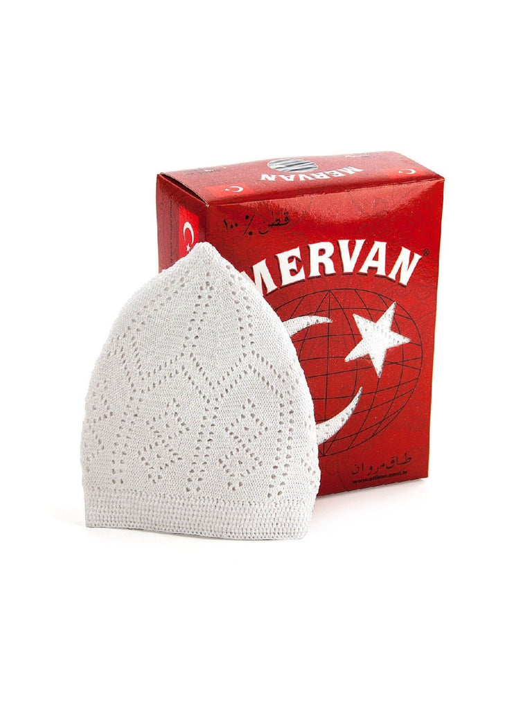 12-Pack White Muslim Kufi Hat | Islamic Prayer Cap | Taqiya | Takke | Peci | Skullcap - Ihvan