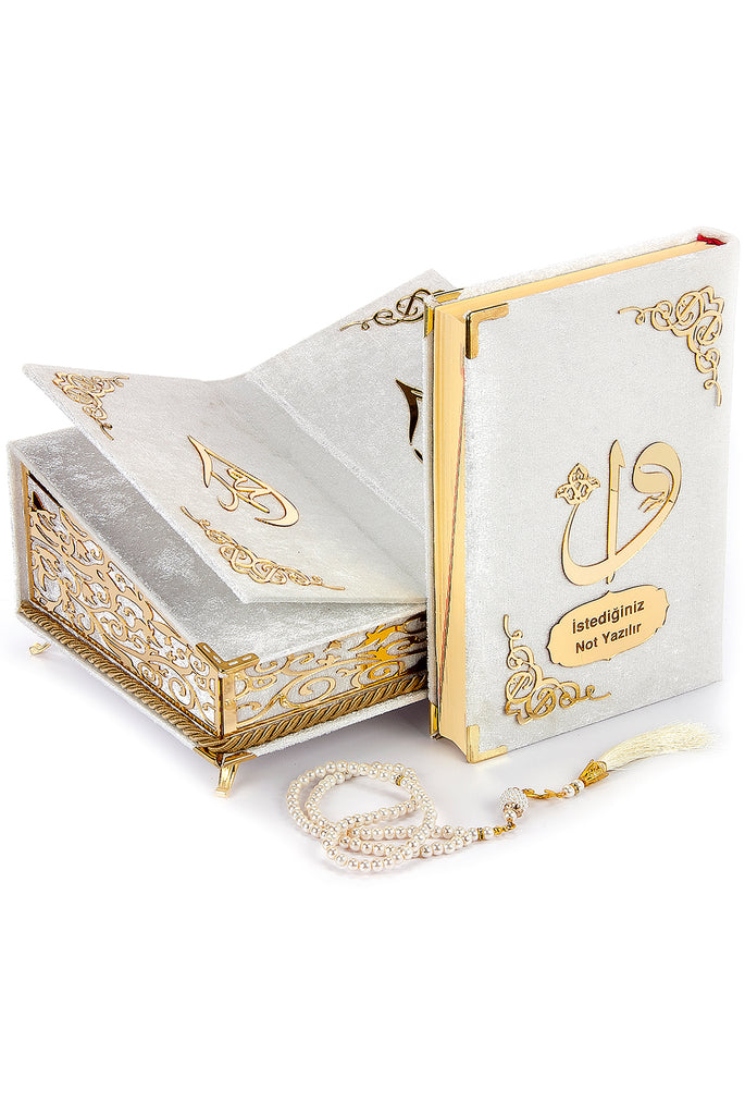 Special Elegant Velvet Holy Quran Covered with Decorative Box with Lectern, Islamic Ramadan Eid Gifts