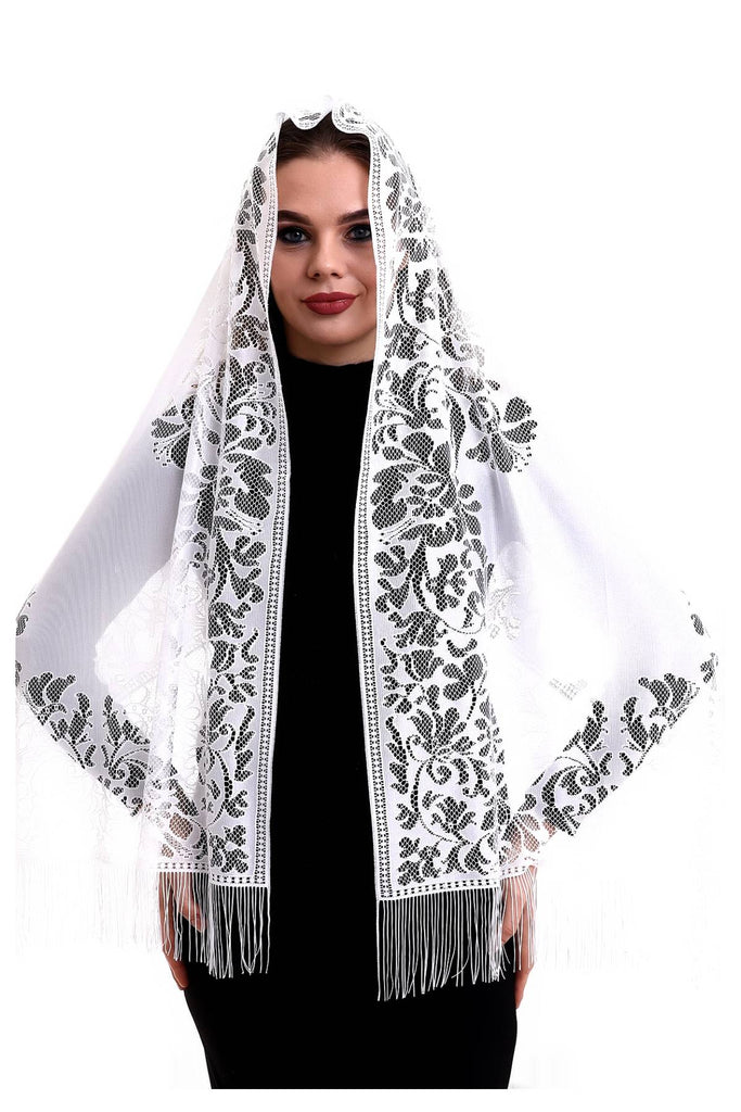Zierlicher Schal aus Baumwolltüll Weiß 60*160