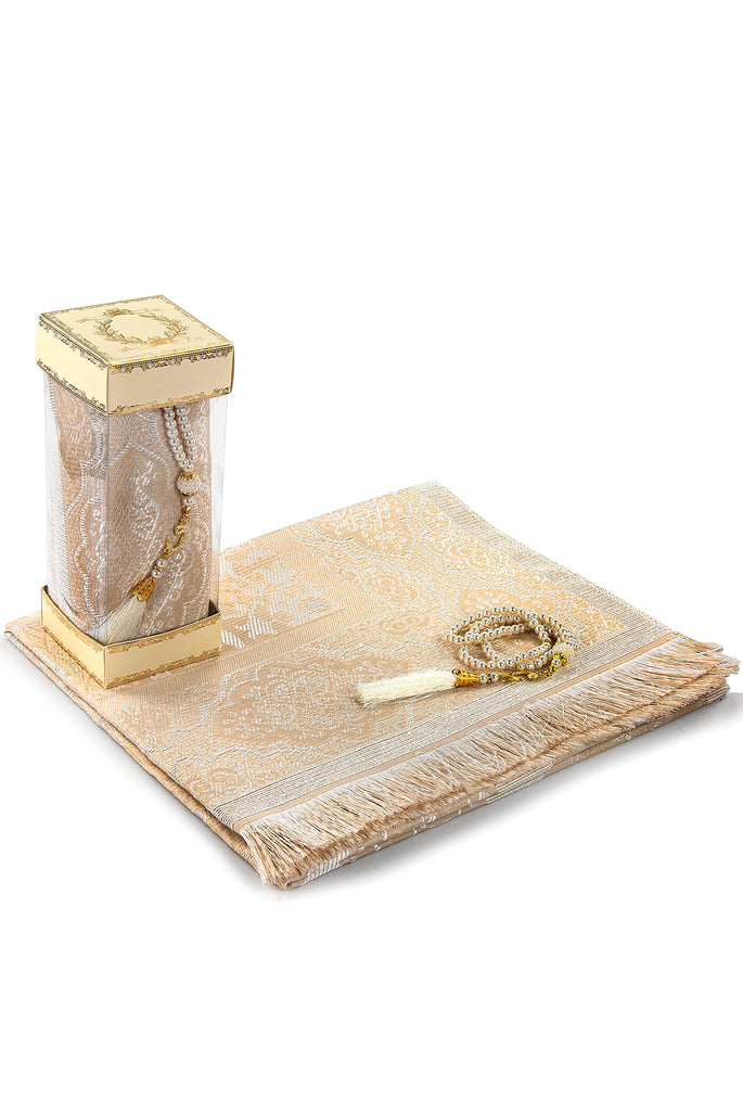Muslim Prayer Rug and Rosary with Elegant Gift Box