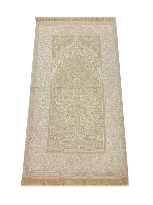 White Muslim Prayer Rug and Yaseen Book Gift for Hajj and Umrah, Ramadan & Eid Gift