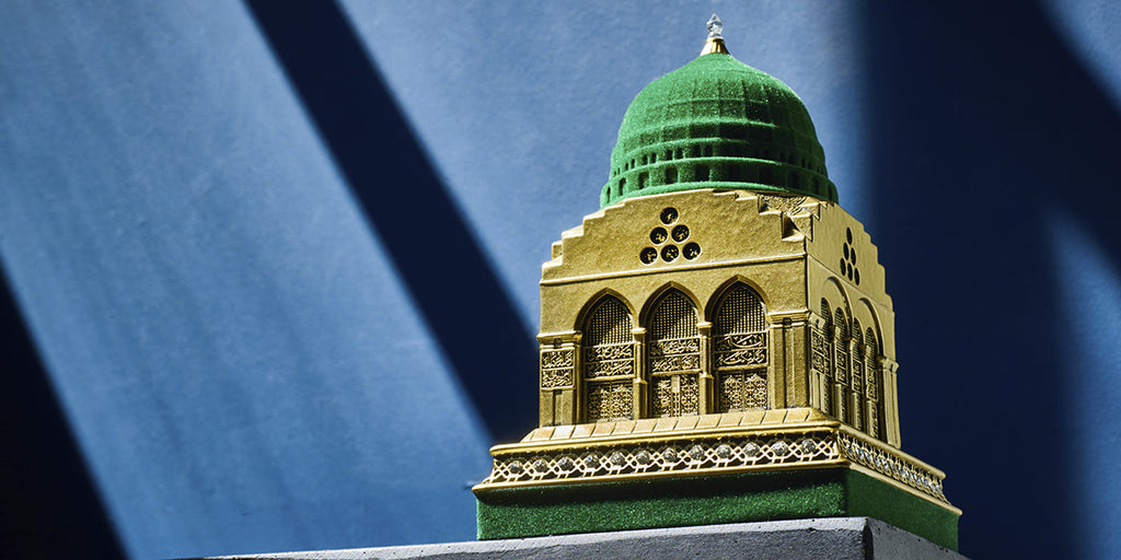 Islamic Al-Masjid an-Nabawi Replica Model Home Decoration, Gold, Islamic Table Decor Statue Gift
