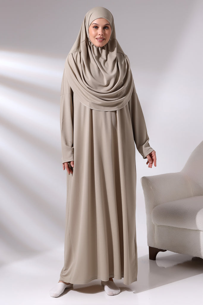 Muslimische Kleider für Frauen, einteiliges Langarm-Hijab-Abaya, islamisches Gebetskleid in voller Länge, Standardgrößen: 2–12 (XS–XXL)