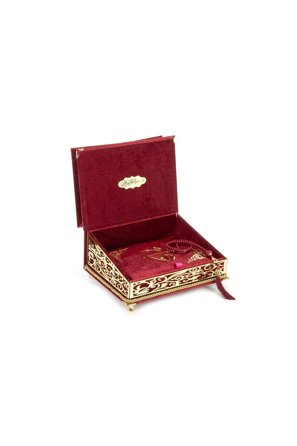 Special Elegant Velvet Holy Quran Covered with Decorative Box with Lectern, Islamic Ramadan Eid Gifts