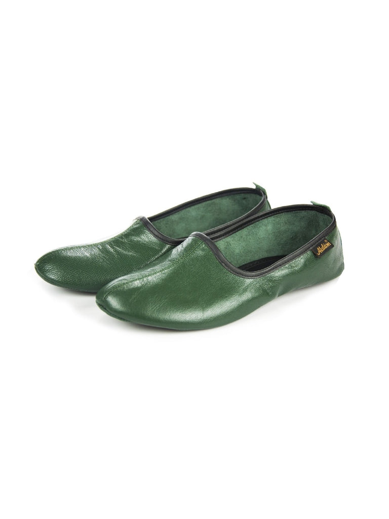 Genuine Halal Leather Handmade Shoes for Tawaf and Umrah, Home Slipper Green