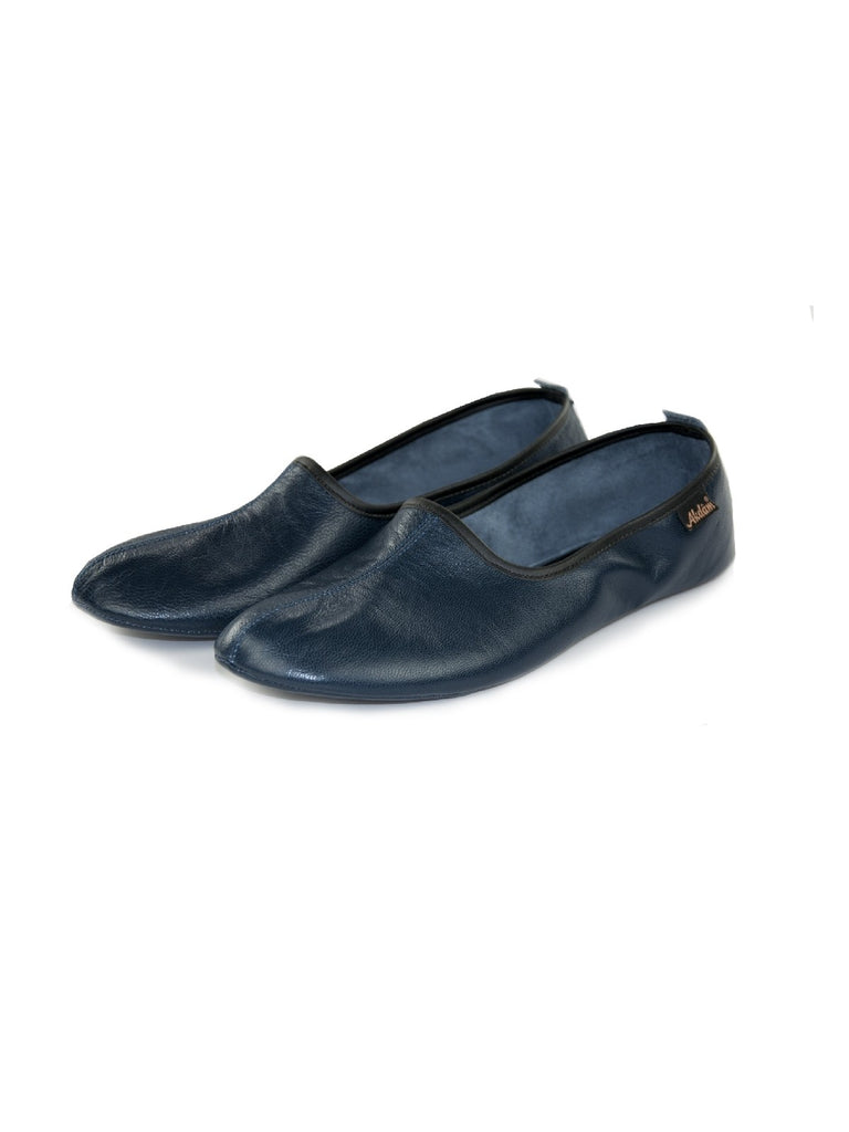 Genuine Halal Leather Handmade Shoes for Tawaf and Umrah, Home Slipper Navy