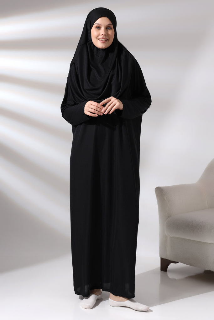 Muslimische Kleider für Frauen, einteiliges Langarm-Hijab-Abaya, islamisches Gebetskleid in voller Länge, Fuchsia, Komfort