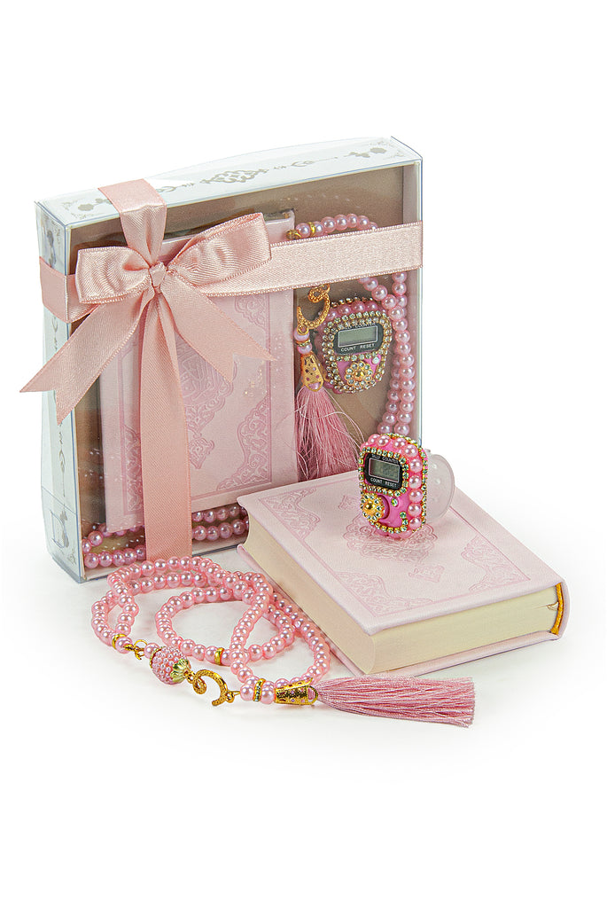 Madina Calligraphy Quran Set with Islamic Finger Counter, Prayer Rosary, 3 Pieces Gift for Ramadan and Eid Set - ihvan