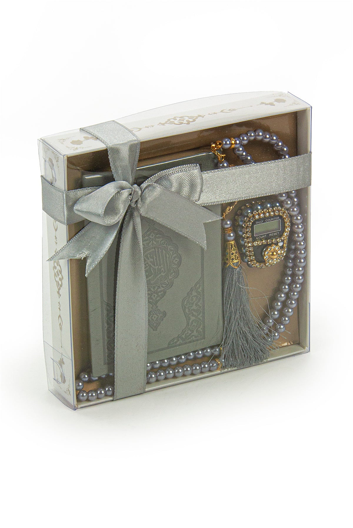 Madina Calligraphy Quran Set with Islamic Finger Counter, Prayer Rosary, 3 Pieces Gift for Ramadan and Eid Set - ihvan