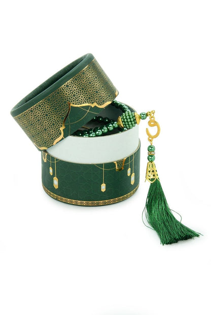 3 - Piece Mini Quran Gift Set | Pearl Rosary & Digital Tasbeeh Counter in Velvet Box | Islamic Gift Set - ihvan