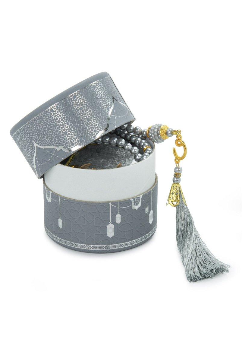 3-Piece Mini Quran Gift Set | Pearl Rosary & Digital Tasbeeh Counter in Velvet Box | Islamic Gift Set - ihvan