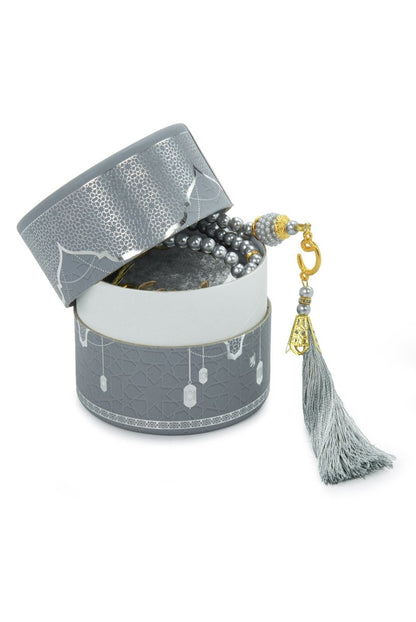 3-Piece Mini Quran Gift Set | Pearl Rosary & Digital Tasbeeh Counter in Velvet Box | Islamic Gift Set - ihvan