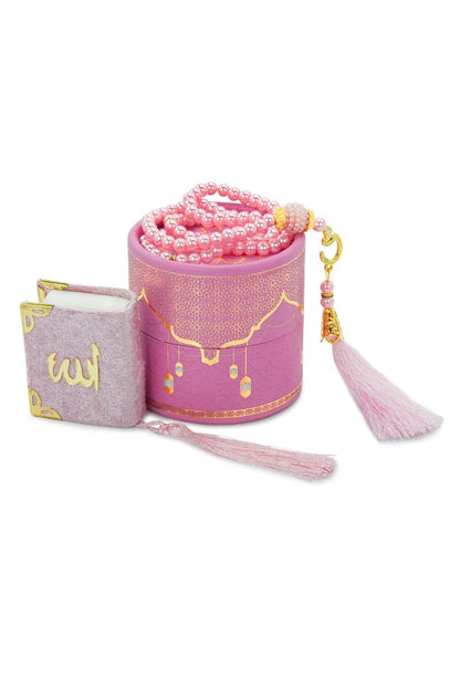 3-Piece Mini Quran Gift Set | Pearl Rosary & Digital Tasbeeh Counter in Velvet Box | Islamic Gift Set - ihvan