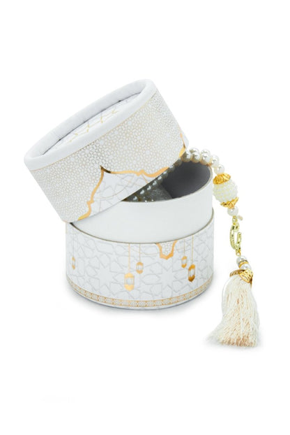 3 - Piece Mini Quran Gift Set | Pearl Rosary & Digital Tasbeeh Counter in Velvet Box | Islamic Gift Set - ihvan