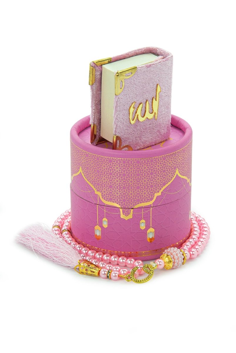 3-Piece Mini Quran Gift Set | Pearl Rosary & Digital Tasbeeh Counter in Velvet Box | Islamic Gift Set - ihvan