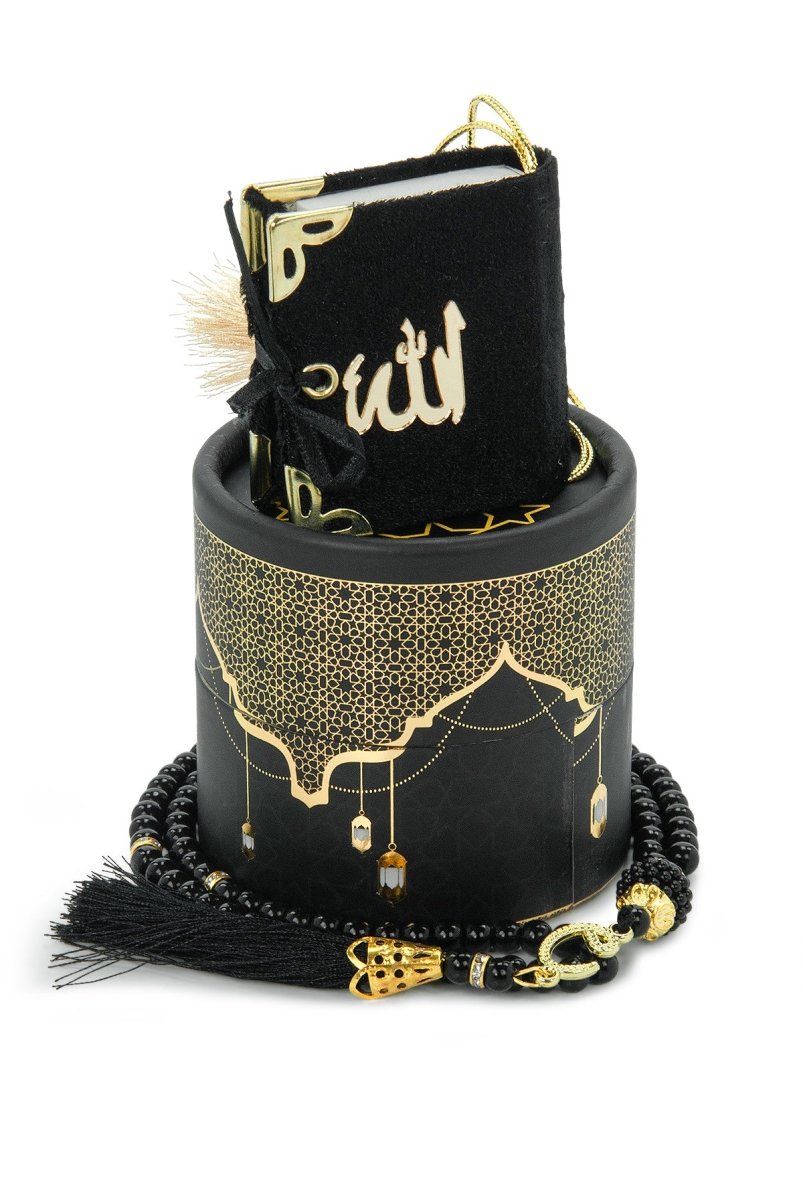 3 - Piece Mini Quran Gift Set | Pearl Rosary & Digital Tasbeeh Counter in Velvet Box | Islamic Gift Set - ihvan
