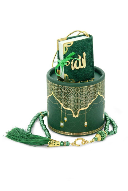 3 - Piece Mini Quran Gift Set | Pearl Rosary & Digital Tasbeeh Counter in Velvet Box | Islamic Gift Set - ihvan